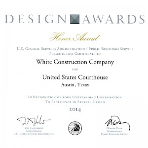 Design Honor Award for U.S. Courthouse in Austin